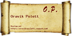 Oravik Polett névjegykártya